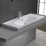 CeraStyle 043500-U/D Drop In Bathroom Sink, White Ceramic, With Counter Space
